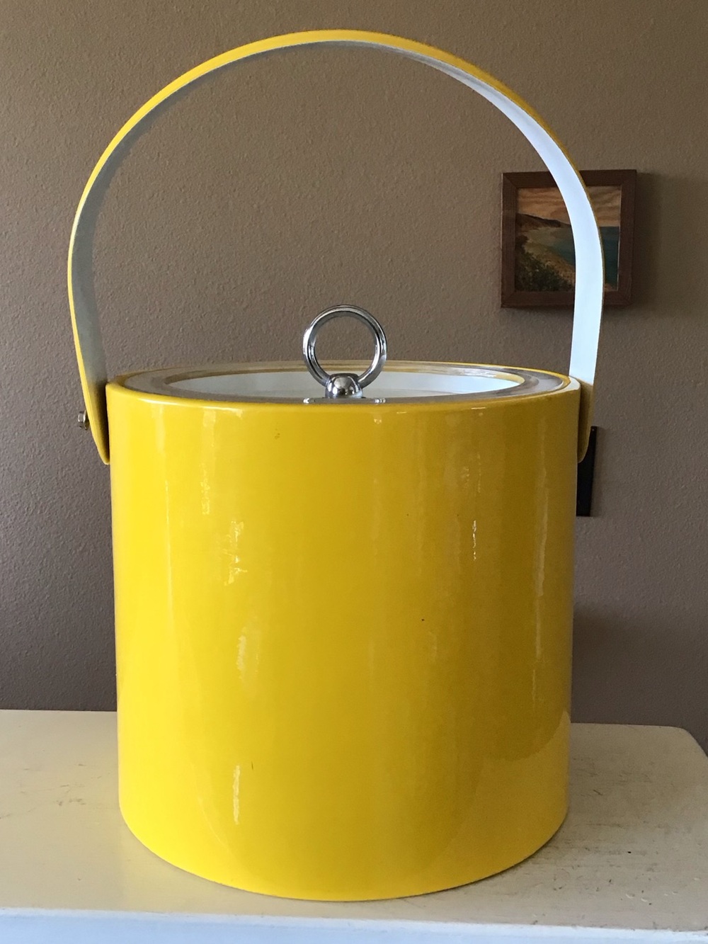 Vintage MCM Retro Georges Briard Yellow Vinyl Ice Bucket